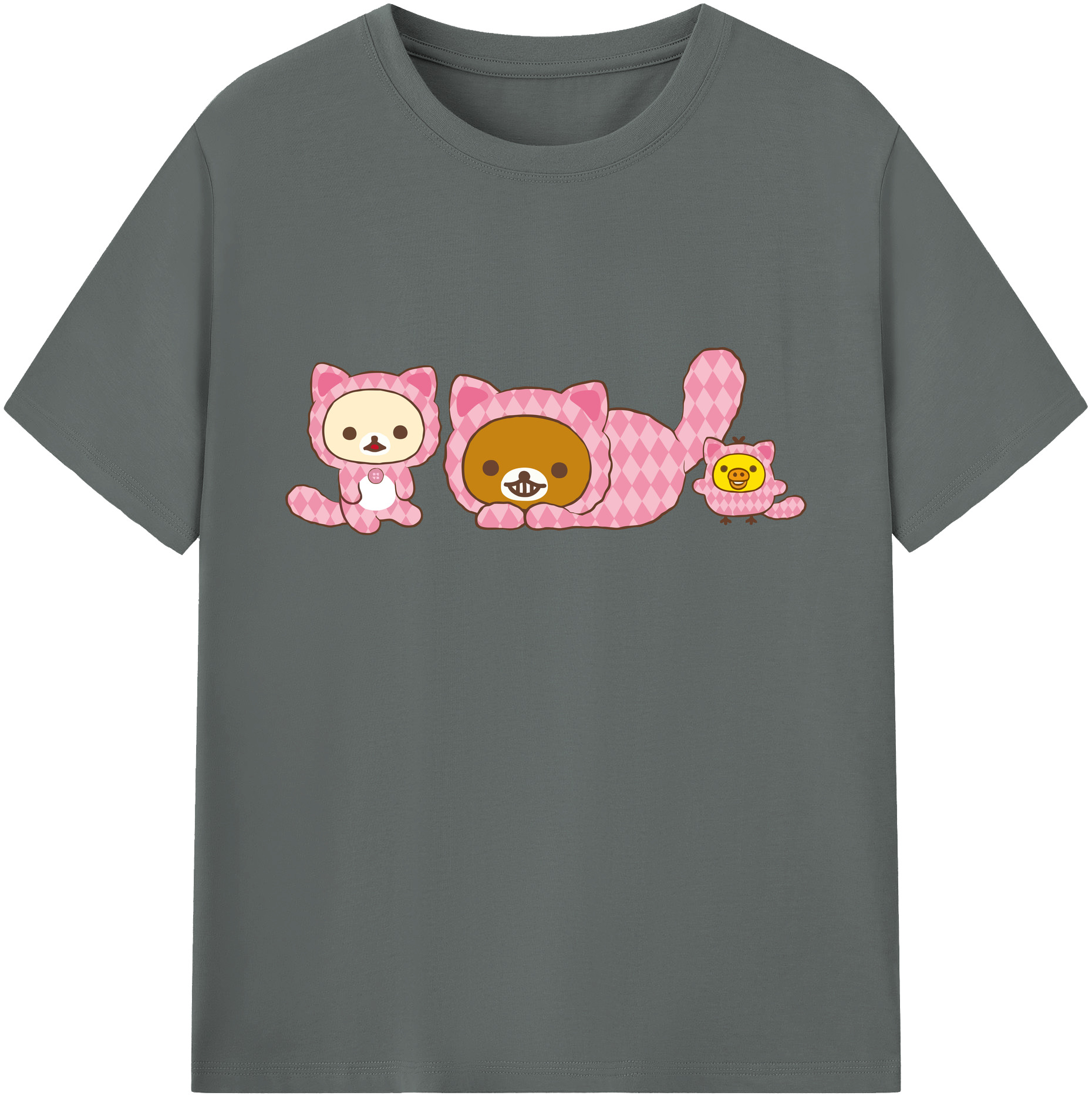 （画像用） リラックマ リラックマ キイロイトリ Rilakkuma Korilakkuma Kiiroitori 綿100％ メンズ半袖Tシャツ｜肌触りやわらか＆通気性
